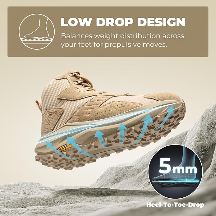 NORTIV 8 Men's Wide Toe Box Hiking Boots Low Drop Waterproof Outdoor Trekking Camping Winter Snow Shoes Katahdin