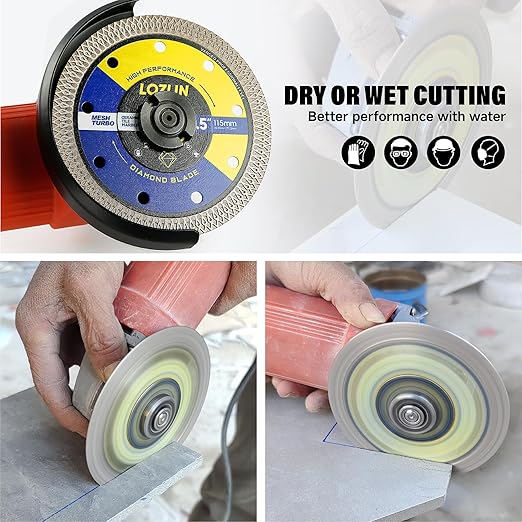 3-Pack 4.5" Diamond Multi-Purpose Saw Blades - Heavy Duty Angle Grinder Discs for Cutting Marble/Quartz/Stone/Tile/Metal/Plastic (Black Rippled, 3)