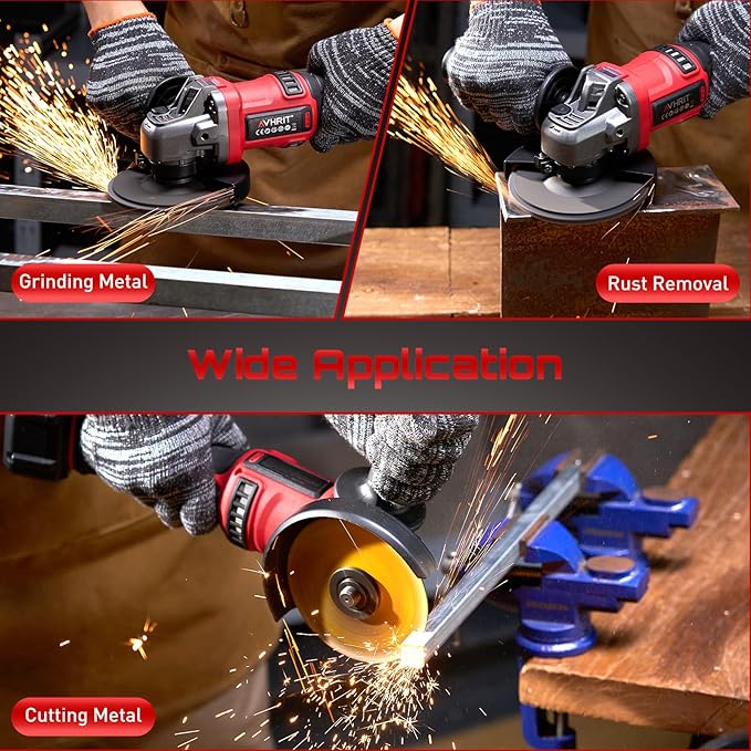 Cordless Angle Grinder 4-1/2 Inch, 21V Brushless Battery Grinder Tool with 2횞4.0Ah Batteries, Adjustable 3-speed with LED for Metal Cutting, Grinding, Rust Removal