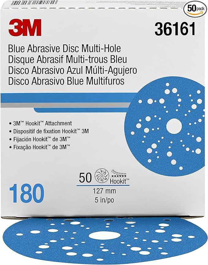 3M Hookit Blue Abrasive Disc 321U Multi-hole, 36161 5 in 180 50 discs per carton