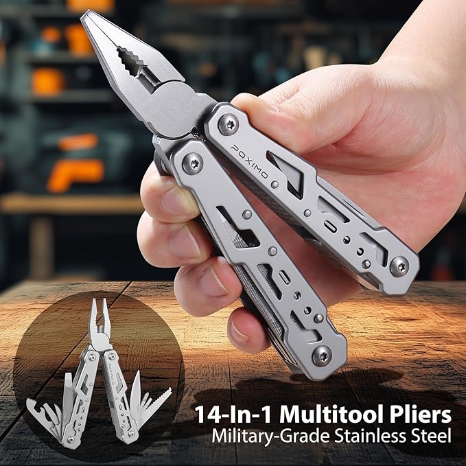 Multitools Gift Set ?쏮erry Christmas?? Christmas Gift 14-in-1 Multi-tool Pliers & Folding Knife Set with Keychain Tag, 3-Piece EDC Kit for Camping, Hiking - Premium Gifting Box for Christmas
