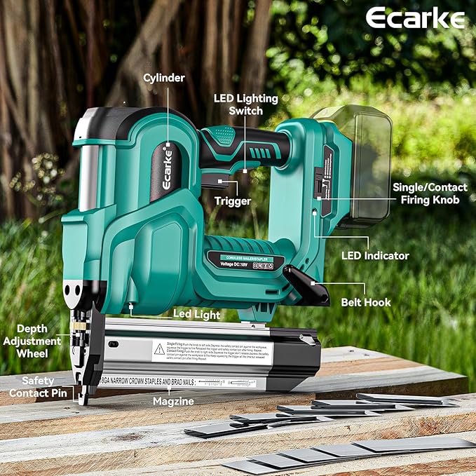 Ecarke Cordless 2 Inch Brad Nailer Compatible with Makita 18V Battery(No Battery),2 In 1 Electric Nail Gun,18GA Staple Gun with 1000 Nails, Battery Powered Nail Gun for Trim Wood Crafting Carpentry