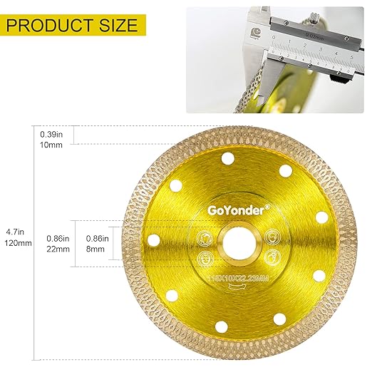 GoYonder Super Thin 4.5" Grinder Blades Tile Blade, Diamond Saw Blade for Cutting Porcelain Tiles Granite, 115mm Tile Cutting Blade for Angle Grinder (4.5"-115mm(Golden))