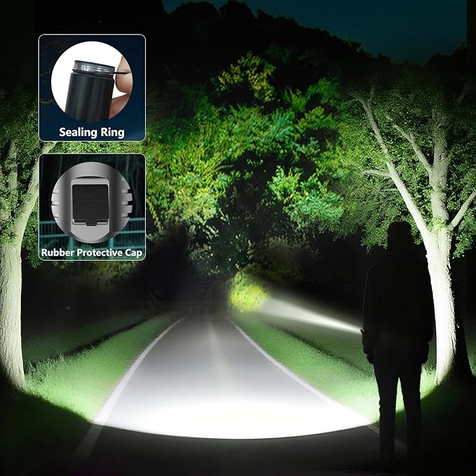 SKYFIRE Rechargeable Flashlights High Lumens,5000mAh Super Bright Flashlight Waterproof Powerful LED Tactical Flash Light for Camping Essentials Outdoor Home&Gifts