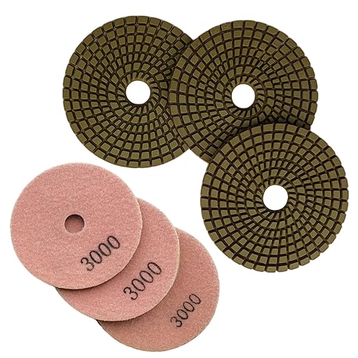 4" Wet Diamond Polishing Pads - 3 Packs of 3000 Grit - Dark Resin for Granite, Quartz, Engineered Stone, Concrete Countertop