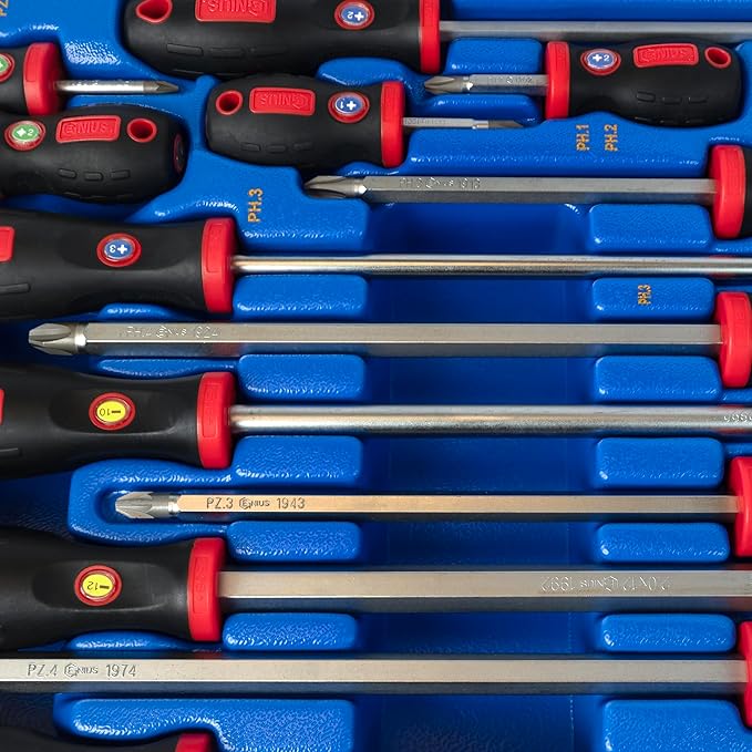 Genius Tools 14 Piece Slotted Philips & Posidriv Screwdriver Set MS-014