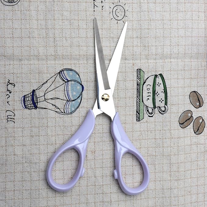 NatSumeBascis Purple Office Scissors 6.5" Craft Scissors Small All Purpose Scissor Professional Tailor Dressmaker Fabric Shears for School Office Home (Purple)