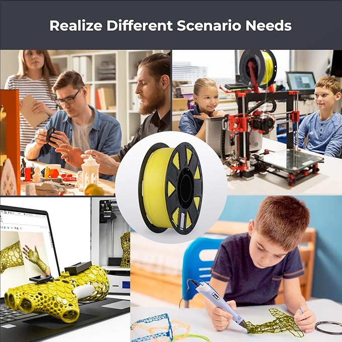 Creality 3D Printer Filament 1.75mm, Ender PLA Filament No-Tangling Smooth Printing Without Clogging No Warping, Fit Most FDM 3D Printers, 1kg Spool, Dimensional Accuracy +/- 0.02mm, Yellow