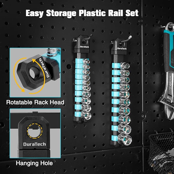 DURATECH 1/4" Drive Socket Set, Metric Socket Set 10PCS, Mechanic Metric Socket Sets with Storage Rack, 6-Point Shallow Socket Set, 4mm, 5mm, 6mm, 7mm, 8mm, 9mm, 10mm, 11mm, 12mm, 13mm