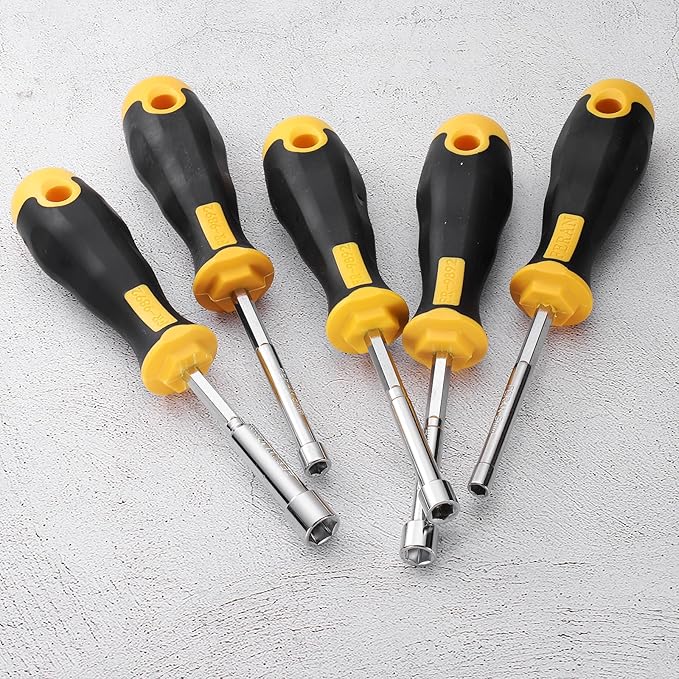 uxcell 8mm Socket Wrench Screwdriver Carbon Steel Hexagon Nut Driver Hand Tool Screwdriver Steel Cushion Grip Screwdriver for Hand-Making Automotive Repair Maintenance