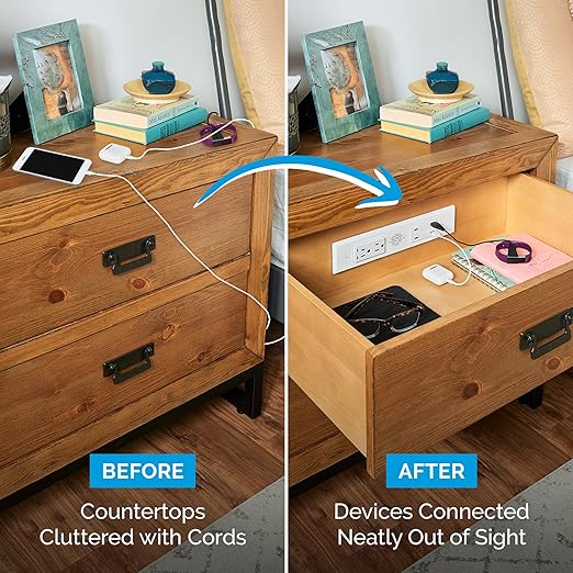 Docking Drawer Blade Duo in-Drawer Outlet, Integrated Safety Shutoff, (2) 65W USB-C, (2) 30W USB-C, (2) USB-A, & (2) 15 amp AC, Stainless Steel