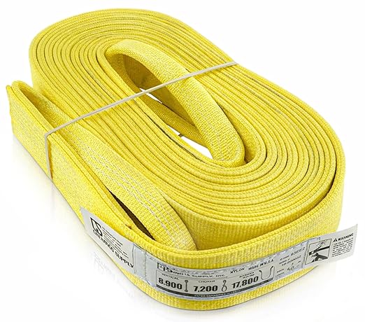 DD Sling 3 Inch x 40 Foot Nylon Lifting Sling – USA Made, 8,900 lb Vertical, 7,200 lb Choker, 17,800 lb Basket – 2-Ply Heavy Duty 900 Webbing, Type 4 Twisted Eye & Eye Rigging Sling