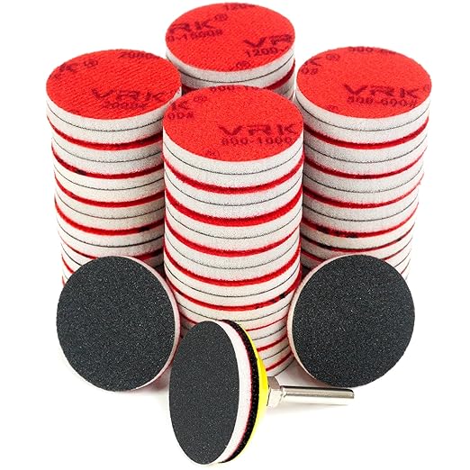 64 PCS 2 Inch Sanding Disc Pad,Hook and Loop Sanding Pads 2000 Grit Wet Dry Sponge Sandpaper with 1/4??Shank for Drill Sanding Grinder Rotary Tools Curved Surface Polishing and Sanding