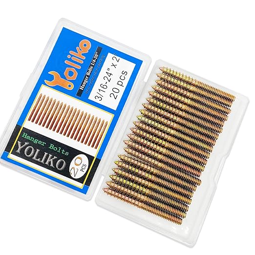 20 Pack 3/16-24x 2 Inch Hanger Bolts 3/16-24" Double Headed Bolts 3/16 Wood Dowel Screw Self-Tapping Screw Hanger Bolts for Furniture Screws Threaded Rods Bolt 50.8mm Length