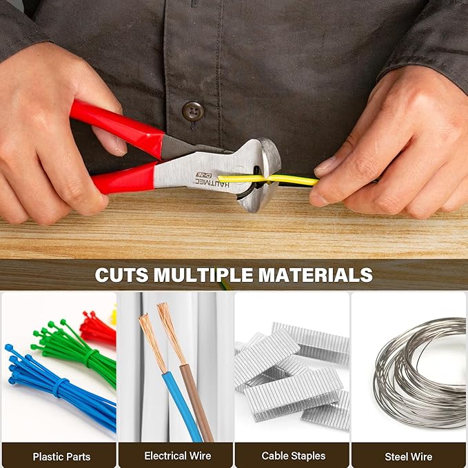 HAUTMEC 7 Inch Nail Puller Pliers Tool, CR-Ni Steel End Cutting Pliers with Non-Slip Grip, Nail Remover Tool with Polished Finish, End Cutting Nippers Tool for Pulling Nails and Wires HT0158-CP