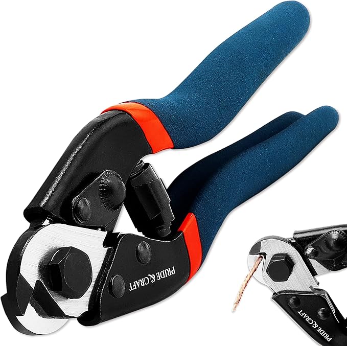 PRIDE&CRAFT 7.5 Inches Wire Cutter Heavy Duty Snips Rope Cutters Pliers Clean and Smooth Cutting Tool for Crafting, Wire, Steel Wire Rope, Chicken Wire, Electrical