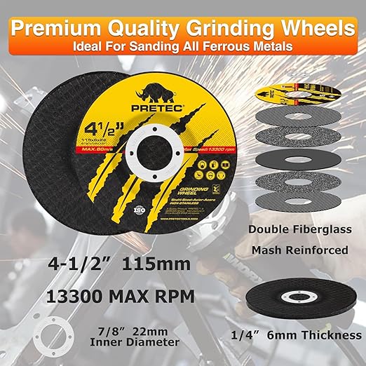 26 Packs Angle Grinder Cutting Flap Grinding Disc Wheel 4 1/2in Inches - 20 Packs 4.5"x1/4"x7/8" Cut off Wheels,3 Packs 4.5"x7/8" 60 Grit Flap Discs, 3 Packs 4.5"x1/25"x7/8" Grinding Wheels