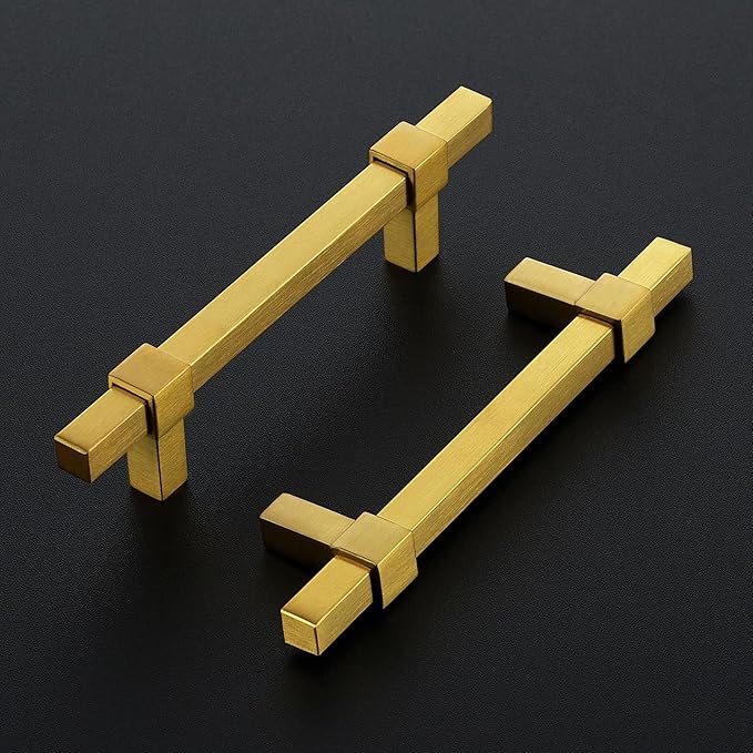 15 Pack Gold Cabinet Handles - 3-3/4" Hole Center Cabinet Pulls Drawer Pulls Cabinet Hardware Kitchen Handles for Cabinets