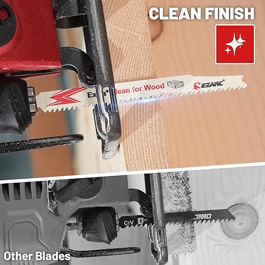 EZARC 36pcs Jig Saw Blade Set for Wood Cutting, Assorted T-Shank Jigsaw Blades with Storage Case, Fast Smooth Curve Cuts for Woodworking