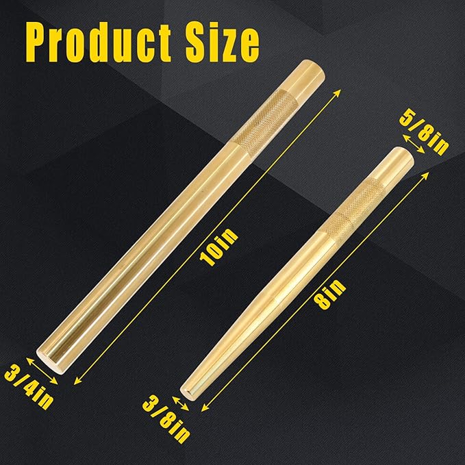 2 Pcs Brass Drift Pin Punch Set Hand Tool Punches 3/8in to 5/8in, 3/4in Mechanic?셲 Non-Marring Chisel Punches