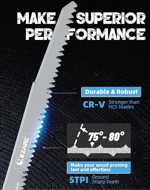 EZARC 12 Pieces Wood Pruning Reciprocating Saw Blade Set, Saw Blades for Tree Pruning, Wet Wood Cutting with Organizer Box, Durable & Sharp