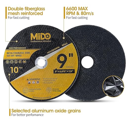 10 Pack Cut Off Wheels 9 Inch Cutting Wheel 9??x .075??x 7/8??Metal&Stainless Steel Cutting Disc Fit for Angle Grinder