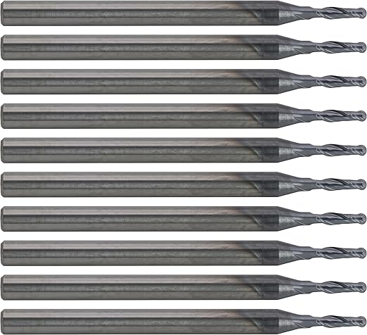 CME 10 pcs Micrograin Carbide End Mills, Ball Nose, TiAlN Coated, 1/16" Mill Diameter, 1/4" Length of Cut, 1 1/2" Overall Length, 2 Flute, Center Cutting