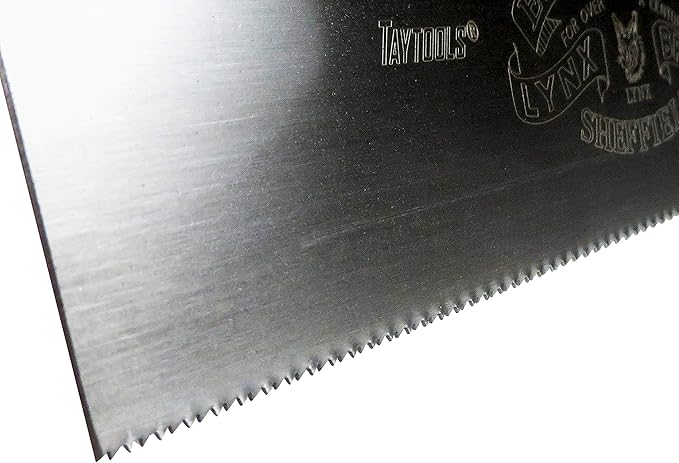 Lynx Thomas Flinn Taytools British 10 inch Tenon Saw with Stained Beech Handle 15 TPI and Filed for Crosscutting