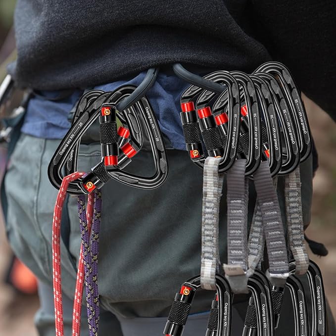 Auto Locking Carabiner Clips - 28KN (6172lbs) Heavy Duty Caribeaners 竊?PCS Large Carabiner Clip for Keychains竊똇ammock竊똂amping, Gym, Hiking, Outdoor 竊똃og Leash