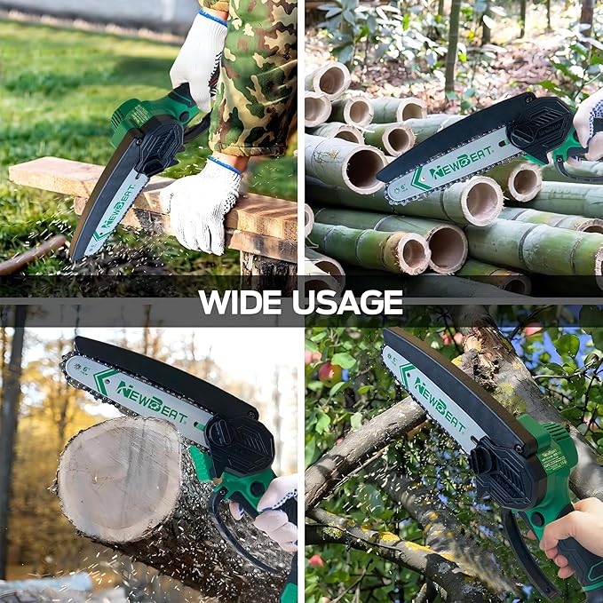 Mini Chainsaw 6-inch, Mini Chainsaw Cordless Tool Set, Battery Power Chain saw with 2 Batteries Handheld Electric Chain Saw for Tree Trimming, Wood Cutting, Gifts for Men Women