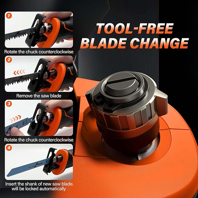 Cordless Reciprocating Saw for Dewalt 20V Battery (without battery), 3000RPM Variable Speed Sawzall with 4pcs Zallsaw Blade, Pivoting Shoe, Keyless Blade Clamp Recipro Saw for Wood, Metal, PVC Pipe
