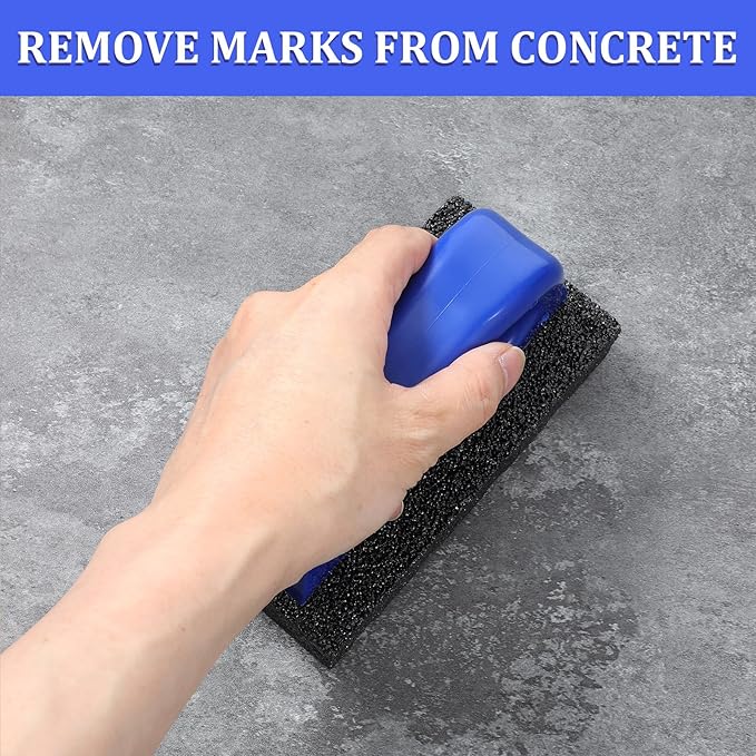 3 Pcs Rub Brick with Handle, Fluted 20-Grit Carbofrax Surface Concrete Tools Masonry Tools Smoothing Cleaning Removing Marks Tool (Blue)