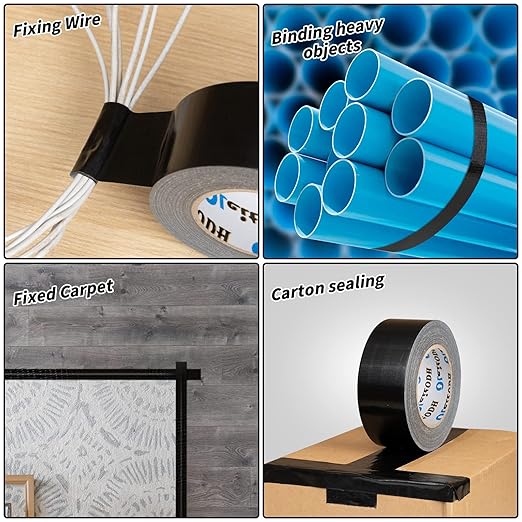 22 Pack Black Duct Tape Bulk, 2 Inch Heavy Duty (Total 660 Yards), Strong No Residue All-Weather Tape, Tear by Hand, Multi-Use for Indoor
