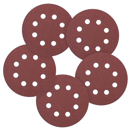 90 Pack 5 Inch Sanding Disc 100 Grit 8 Hole Round Hook and Loop Sandpapers Fit for Orbital Sander Automotive or Cars Repairing, Grinding or Polishing, Red