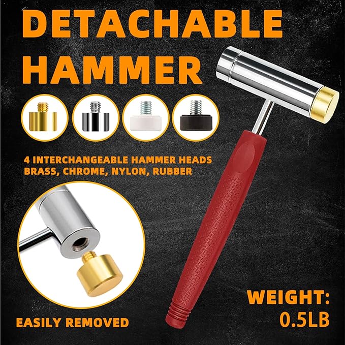 BESTNULE Roll Pin Punch Set, Punch Tools, Made of Solid Material Including Steel Punch and Hammer, Ideal for Machinery Maintenance with Organizer Storage Container (Without Bench Block)