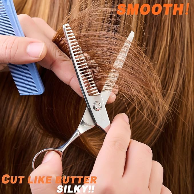 High-end Professional Hair Cut Thinning Scissors Hair Cutting Teeth Shears Barber Hairdressing Texturizing Scissor Extremely Very Sharp 6 Inch Stainless Steel Alloy For Men Women Salon& Home