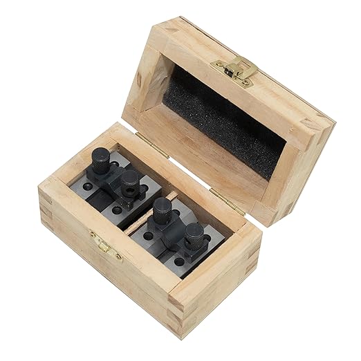 HFS(R) V Blocks with Clamp Set 1-3/8 x 1-3/8 x 1-3/16 Hardened Steel 90 Degree Angle Accuracy V Block Set Multi-Purpose Gauge Machinist Tool
