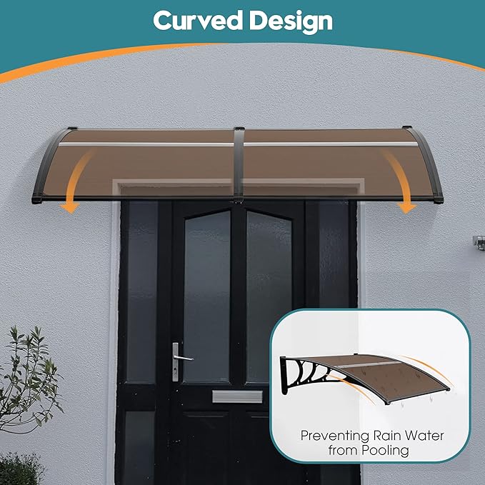 Mcombo 40"X80" Window Awning Outdoor Polycarbonate Front Door Patio Cover Garden Canopy 6055-4080(Dark Brown)