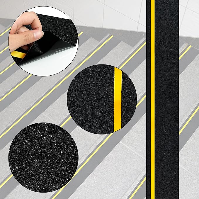 5 Pieces Anti Slip Tape with Reflective Stripe Non Slip Tape Grip Tape for Stairs Anti Slip Traction Tape, 6 by 24 Inches (Reflective)