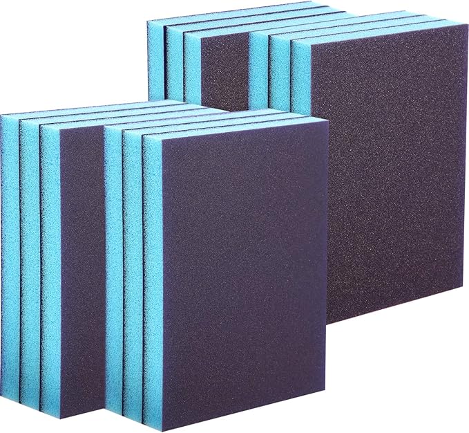 Sanding Sponge Grit Sanding Blocks, Washable and Reusable Sand Sponge Kit, 12 Pieces (Superfine Grade, Fine Grade)
