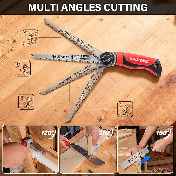 HAUTMEC 3-In-1 Japanese Pull Saw and Jab Saw Set, Quick Tool-Free Blade Replacement, 4-Angle Cutting, Pro SK4 Handsaw with 17TPI & 9TPI Pullsaw, 6TPI Drywallsaw – HTHDM25050