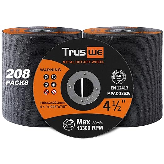 208 Pack Cut Off Wheels - 4 1/2 Inch Metal and Stainless Steel Cutting Wheel for Angle Grinder Ultra Thin Cut-Off Wheel Cutting Disc