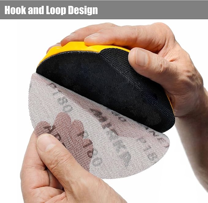Yakamoz 2Pcs Hand Sanding Blocks, 5 Inch Hook Loop Sanding Block Foam Hand Sander Backing Pads for 5 Inch Hook and Loop Sanding Discs Sandpapers
