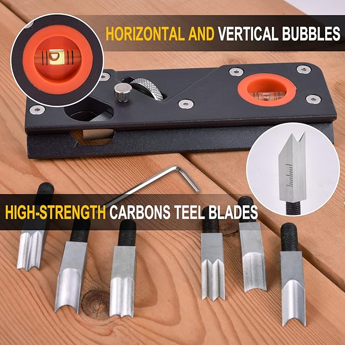 Chamfer Plane-Woodworking Edge Corner Plane with Auxiliary Locator, Hand Plane Suitable for Quick Edge Trimming of Wood (W/7cuters)