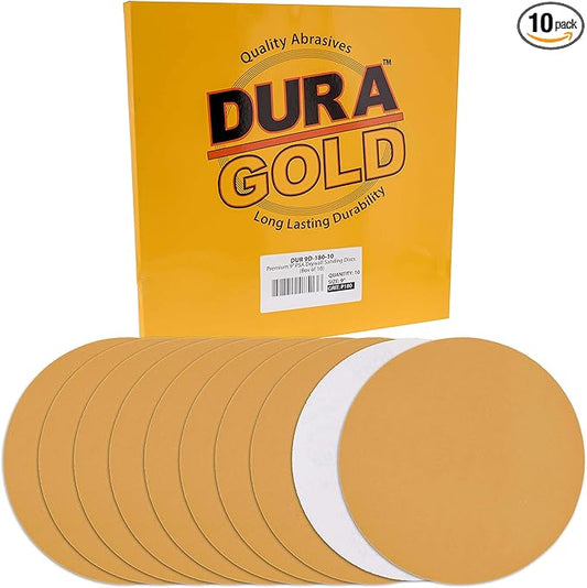Dura-Gold Premium 9" Drywall Sanding Discs - 180 Grit (Box of 10) - Sandpaper Discs with PSA Self Adhesive Stickyback, High-Performance Fast Cutting Aluminum Oxide Abrasive - for Drywall Power Sander