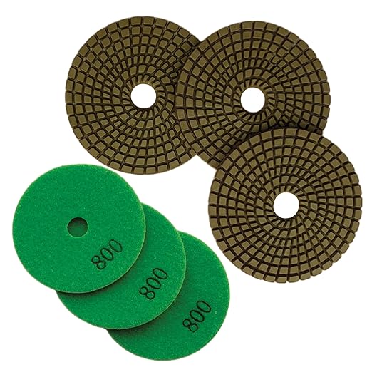 4" Wet Diamond Polishing Pads - 3 Packs of 800 Grit - Dark Resin for Granite, Quartz, Engineered Stone, Concrete Countertop