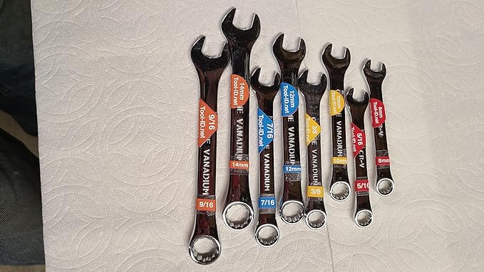 Wrench Label Set, Tool-ID, 13 Colors, Coded PER Size, 8-25 mm & 1/4-7/8 SAE