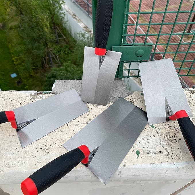 Bucket Margin Trowel Set, 4 Pcs Masonry Trowel Hand Tool Kit, Carbon Steel Bucket Brick Trowel for for Concrete, Cement, Plaster, Tile Construction Projects