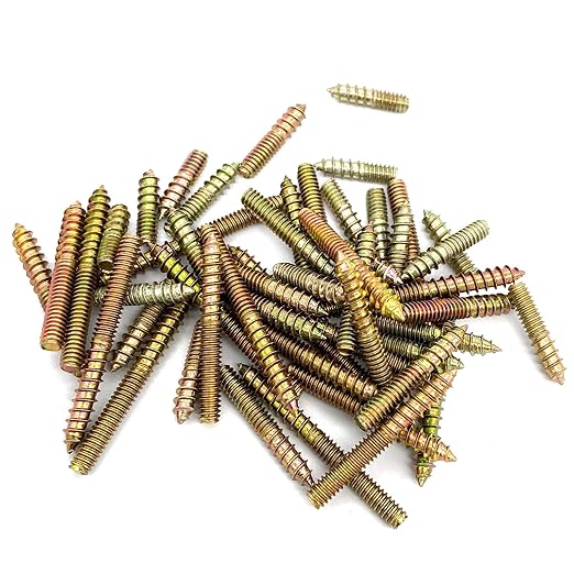 50 Pack Assorted Hanger Bolts Kit - 5 Sizes (5/32-32", 8/5, 3/4, 1, 1-1/4, 1-1/2") - Double Headed Bolts, Wood Dowel Screws