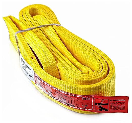 DD Sling 3 Inch x 12 Foot Nylon Lifting Sling – USA Made, 8,900 lb Vertical, 7,200 lb Choker, 17,800 lb Basket – 2-Ply Heavy Duty 900 Webbing, Type 4 Twisted Eye & Eye Rigging Sling